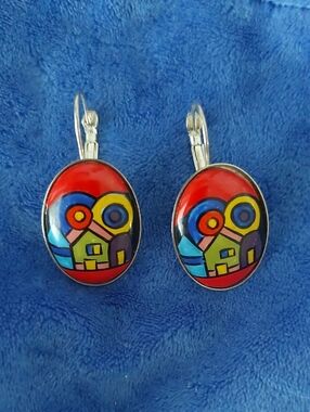 ENAMEL EARRINGS Colorful Abstract Design